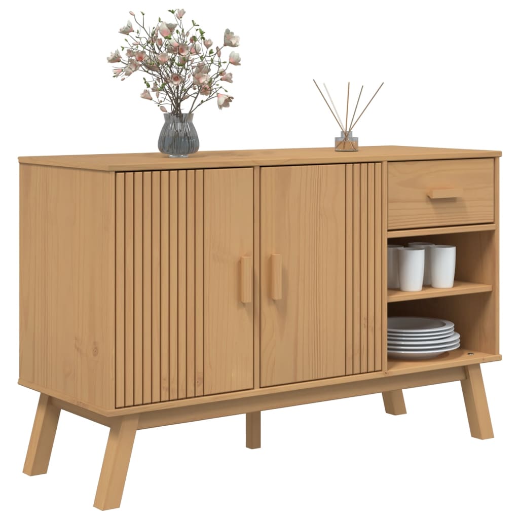 vidaXL Sideboard OLDEN Braun 114x43x73,5 cm Massivholz Kiefer