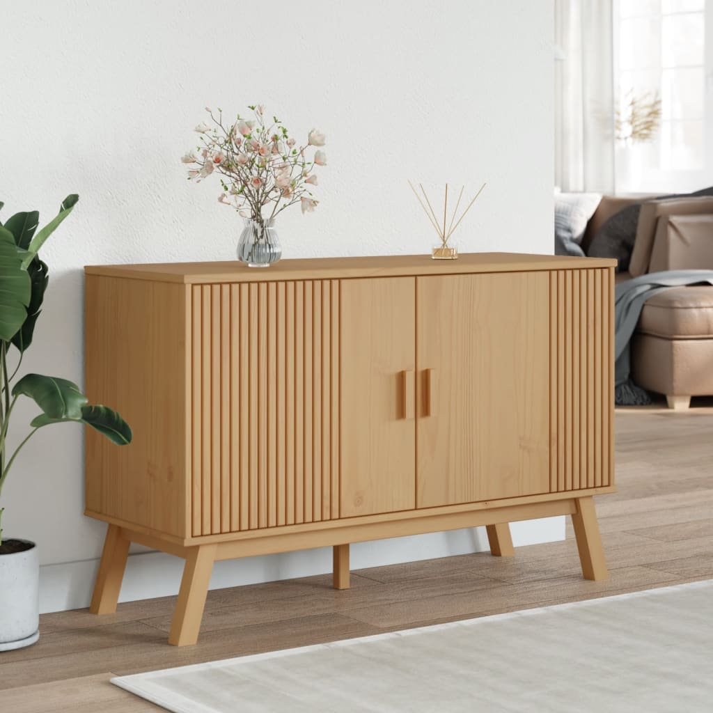 vidaXL Sideboard OLDEN Braun 114x43x73,5 cm Massivholz Kiefer