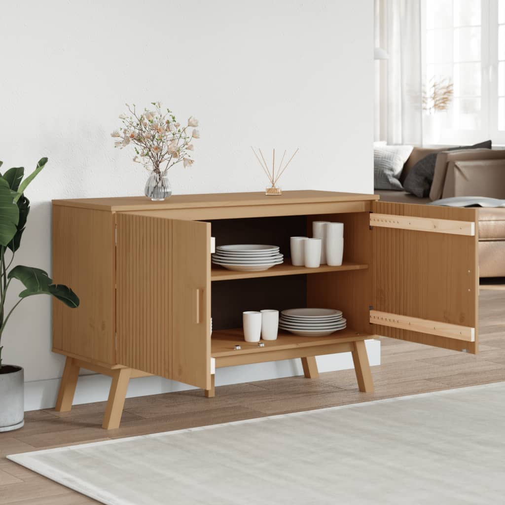 vidaXL Sideboard OLDEN Braun 114x43x73,5 cm Massivholz Kiefer