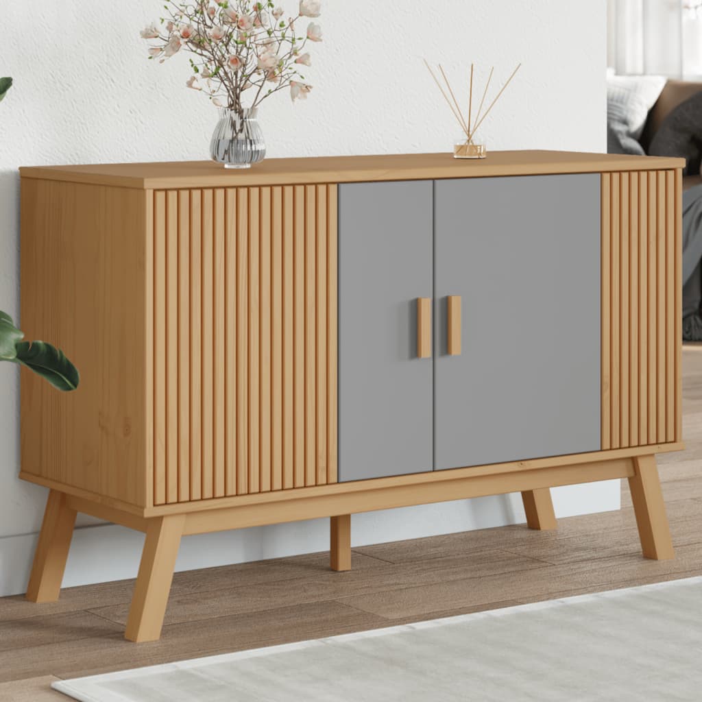 vidaXL Sideboard OLDEN Braun 114x43x73,5 cm Massivholz Kiefer