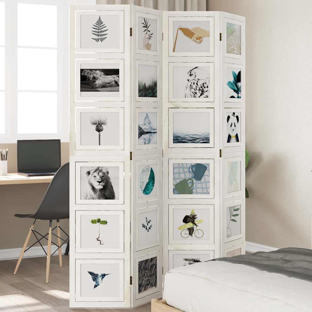 vidaXL 3-tlg. Raumteiler Weiß Massivholz Paulownia