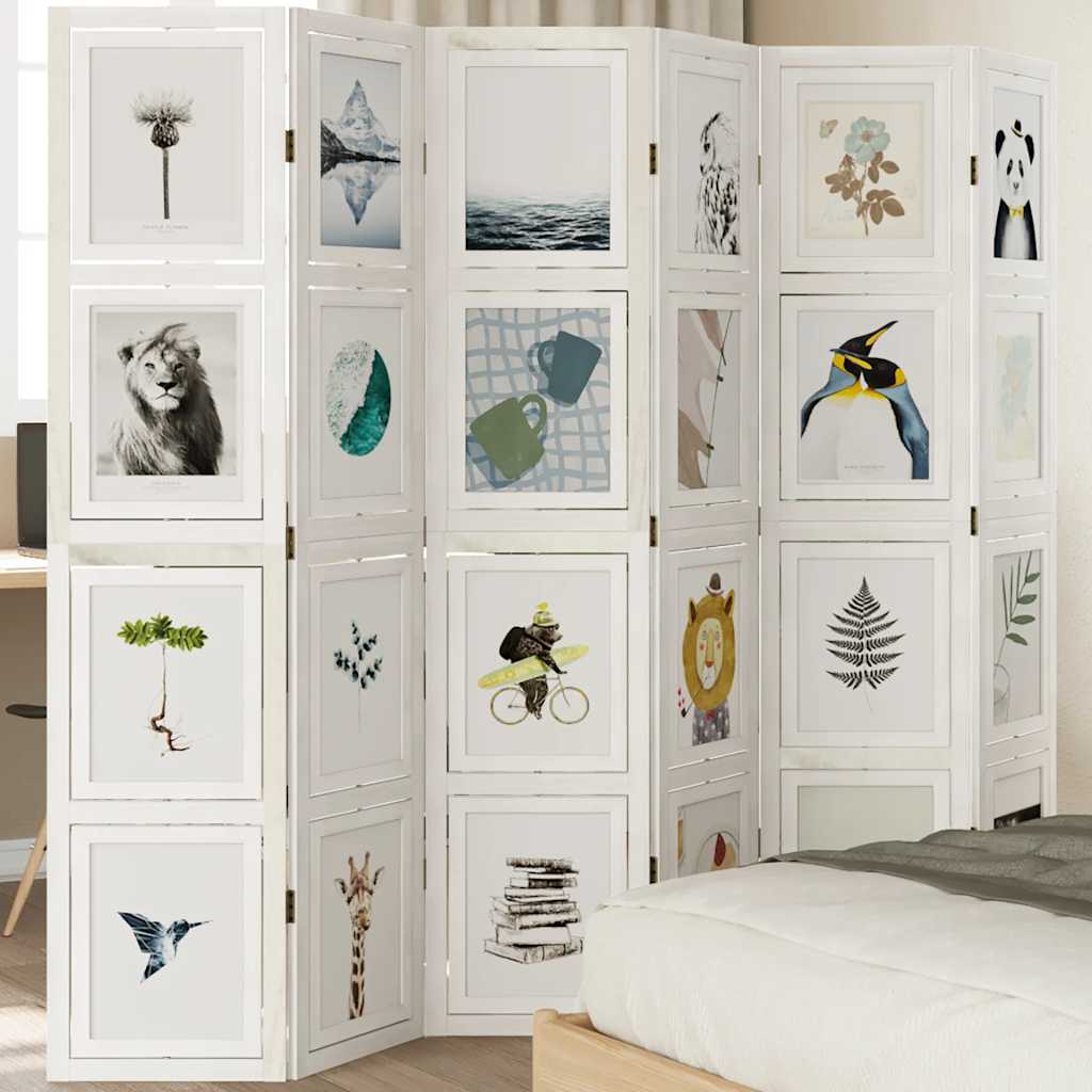 vidaXL 3-tlg. Raumteiler Weiß Massivholz Paulownia