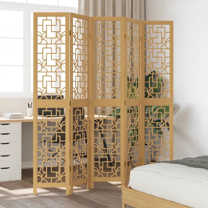 vidaXL 3-tlg. Raumteiler Braun Massivholz Paulownia