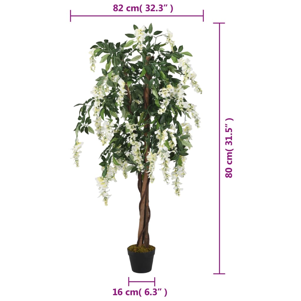 vidaXL Glyzinienbaum Künstlich 560 Blätter 80 cm Grün und Weiß