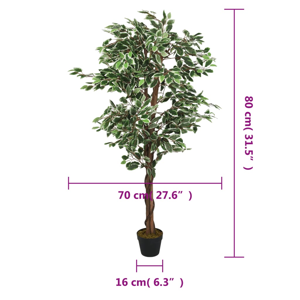vidaXL Ficusbaum Künstlich 378 Blätter 80 cm Grün
