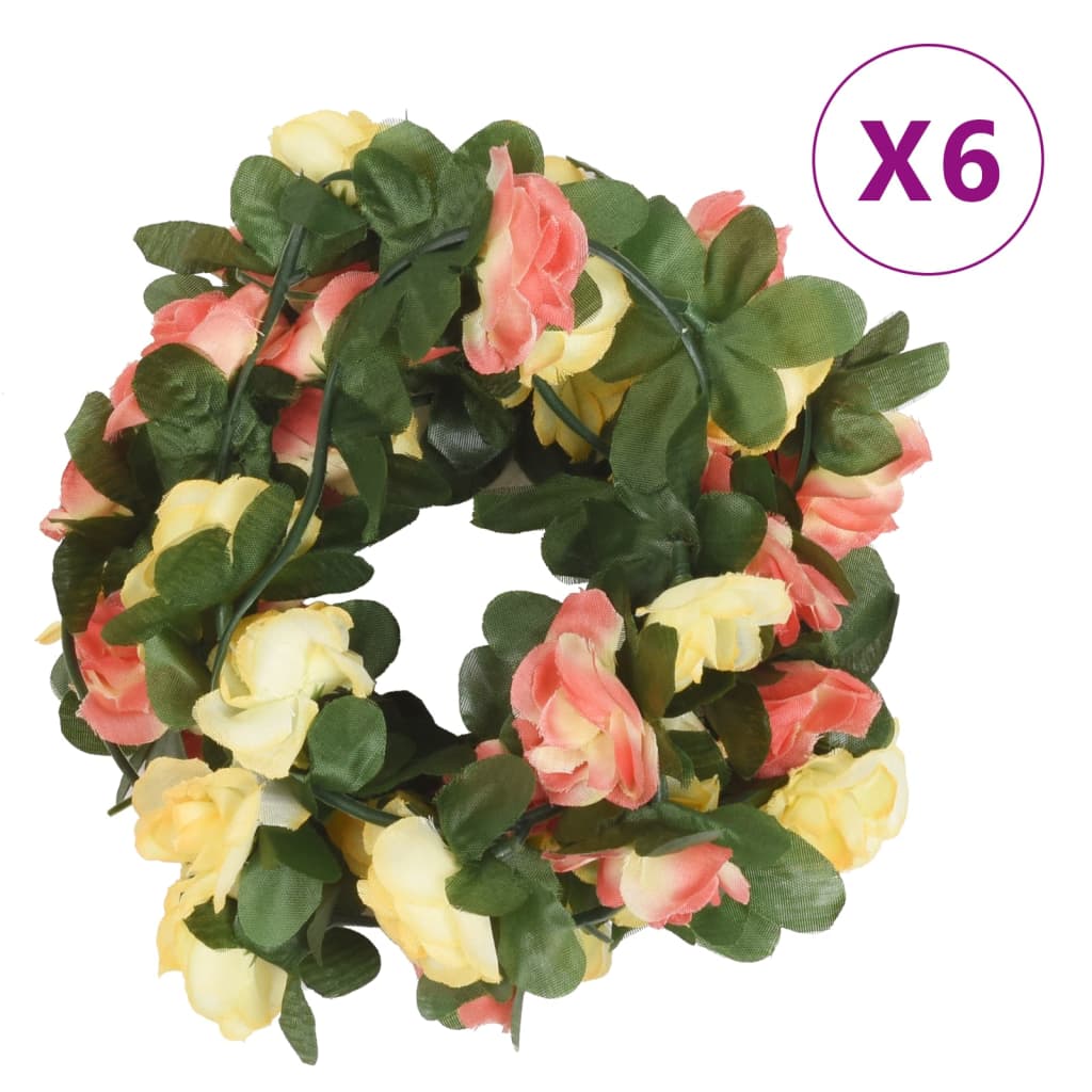 vidaXL Weihnachtskränze 6 Stk. Frühlingsrosen Helllila 250 cm