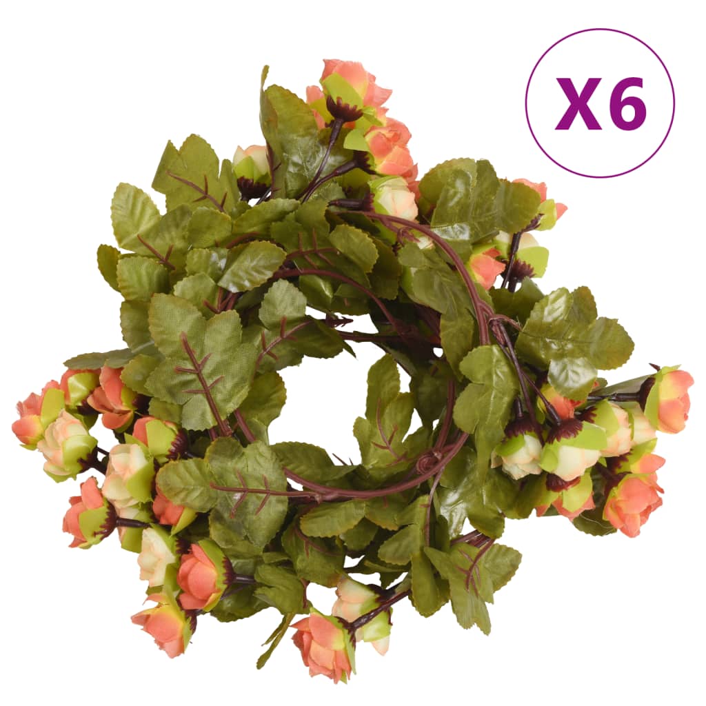vidaXL Weihnachtskränze Blumen 6 Stk. Champagnerfarben 215 cm