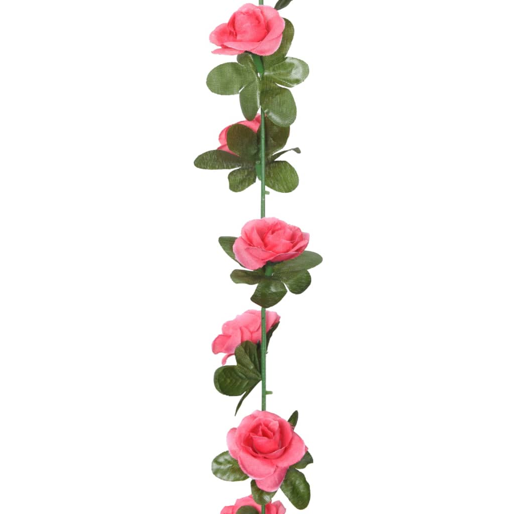 vidaXL Weihnachtskränze Blumen 6 Stk. Rosa 240 cm