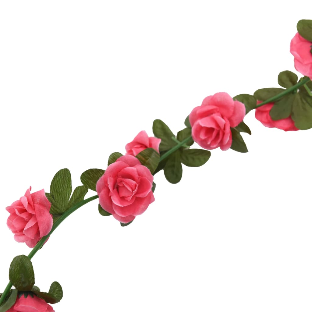 vidaXL Weihnachtskränze Blumen 6 Stk. Rosa 240 cm