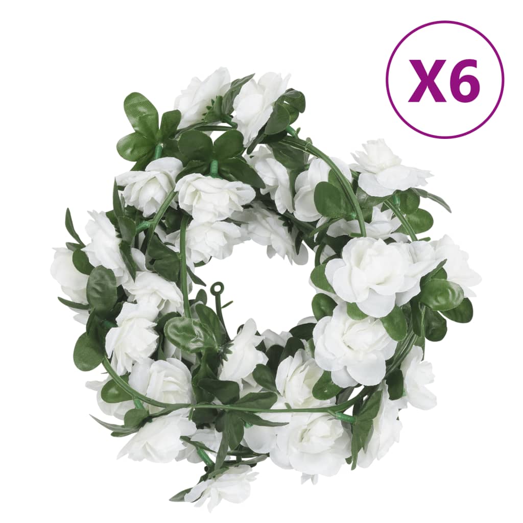 vidaXL Weihnachtskränze Blumen 6 Stk. Rosa 240 cm