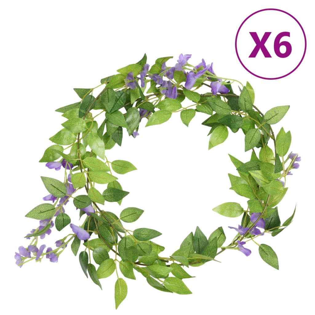 vidaXL Weihnachtskränze Blumen 6 Stk. Weiß 200 cm