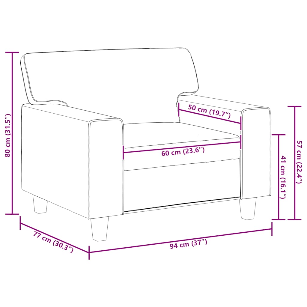 vidaXL Sessel Schwarz 60 cm Kunstleder