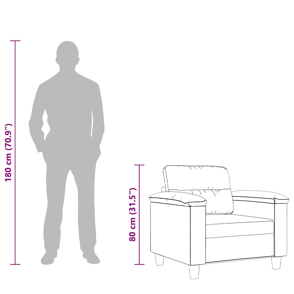 vidaXL Sessel Taupe 60 cm Mikrofasergewebe