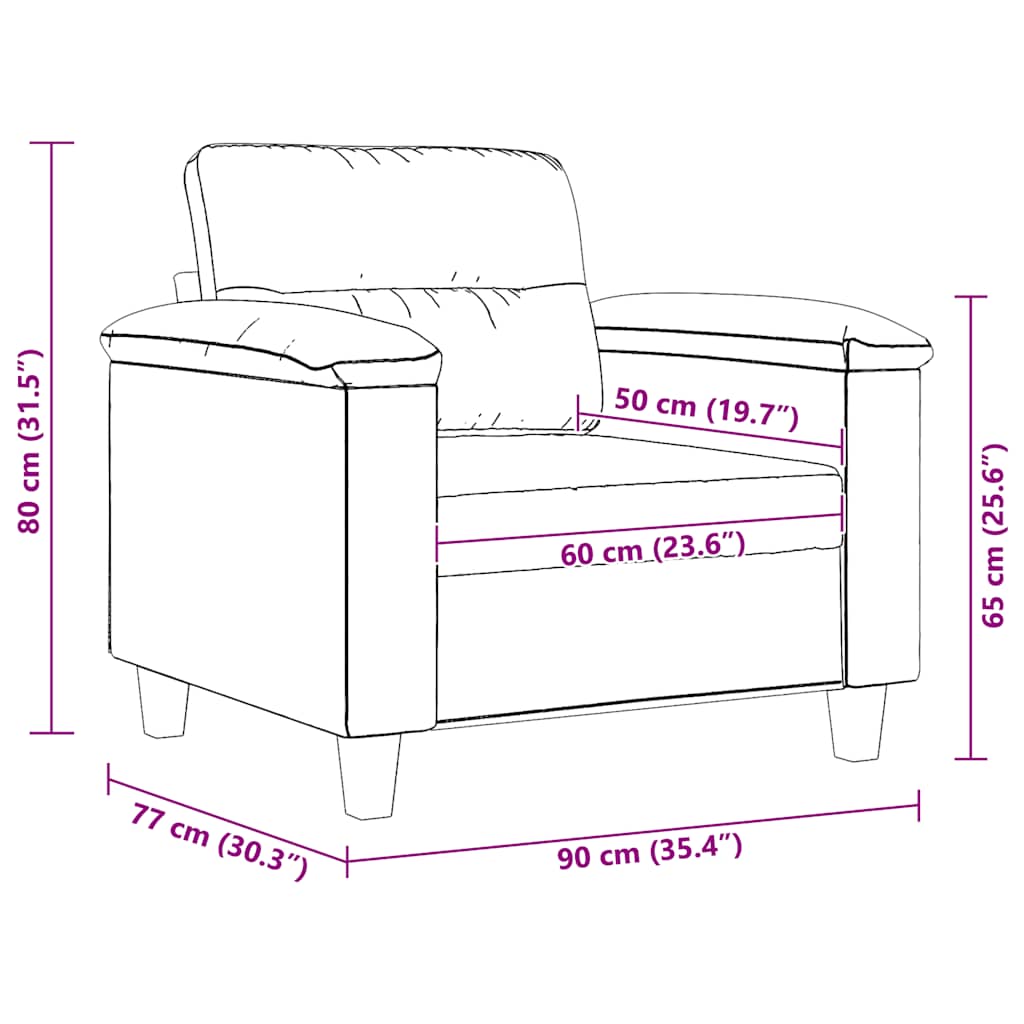 vidaXL Sessel Taupe 60 cm Mikrofasergewebe