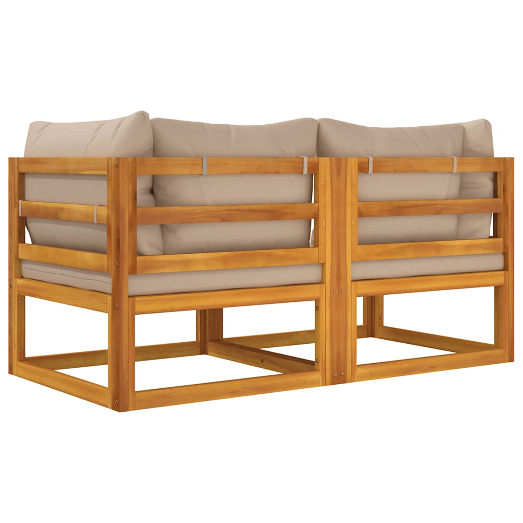 vidaXL Modular-Ecksofas 2 Stk. mit Kissen Taupe Massivholz Akazie
