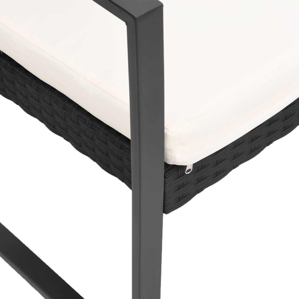 vidaXL 5-tlg. Garten-Essgruppe mit Kissen Schwarz PP-Rattan