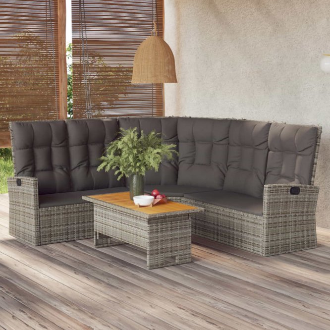 vidaXL 2-tlg. Garten-Lounge-Set mit Kissen Schwarz Poly Rattan