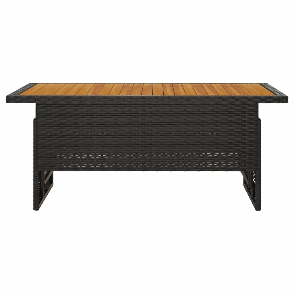vidaXL Gartentisch Schwarz 100x50x43/63 cm Akazienholz & Poly Rattan