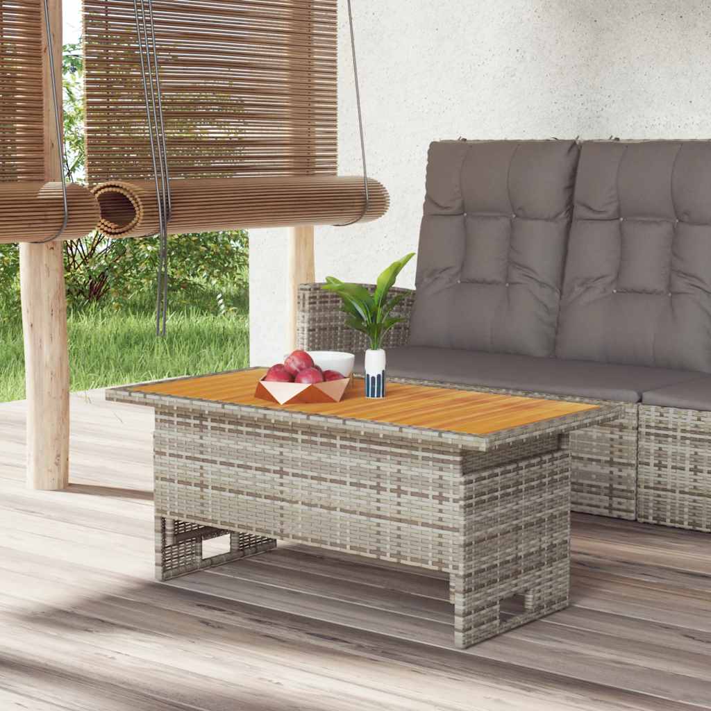 vidaXL Gartentisch Schwarz 100x50x43/63 cm Akazienholz & Poly Rattan