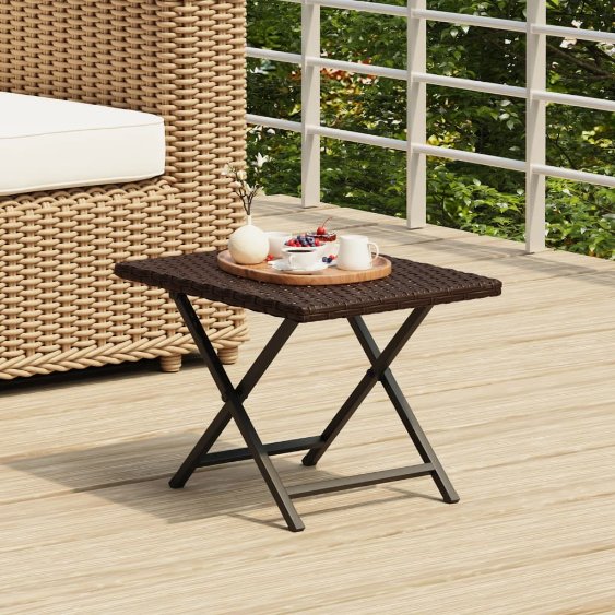 vidaXL Klapptisch Braun 45x35x32 cm Poly Rattan