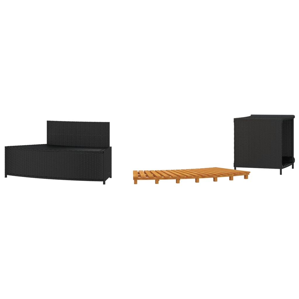 vidaXL Whirlpool-Umrandung Schwarz Poly-Rattan und Massivholz Akazie