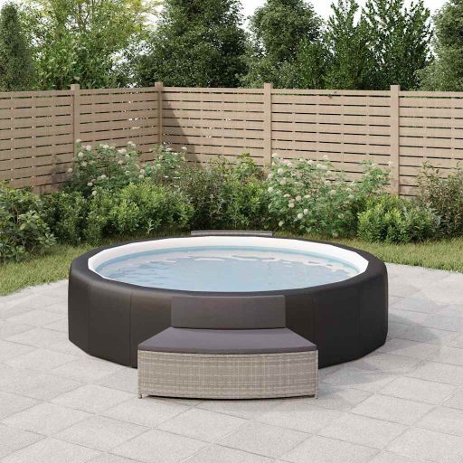 vidaXL Whirlpool-Umrandung Schwarz Poly-Rattan und Massivholz Akazie