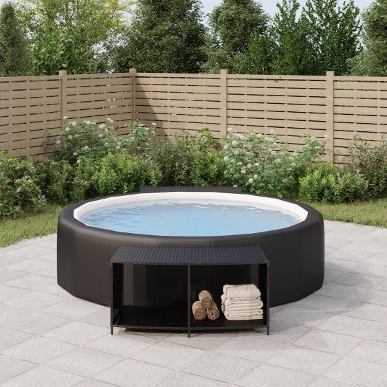 vidaXL Whirlpool-Umrandung Schwarz Poly-Rattan und Massivholz Akazie