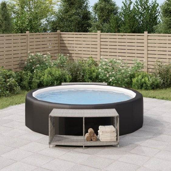 vidaXL Whirlpool-Umrandung Schwarz Poly-Rattan und Massivholz Akazie