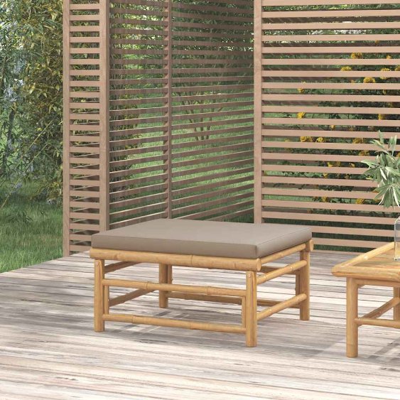 vidaXL 3-tlg. Garten-Lounge-Set mit Hellgrauen Kissen Bambus