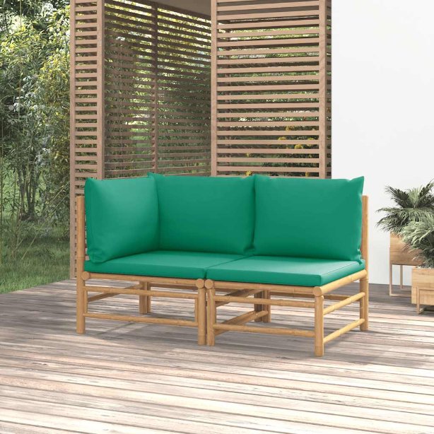 vidaXL 3-tlg. Garten-Lounge-Set mit Hellgrauen Kissen Bambus