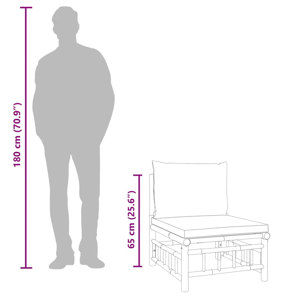 vidaXL 2-tlg. Garten-Lounge-Set mit Cremeweißen Kissen Bambus