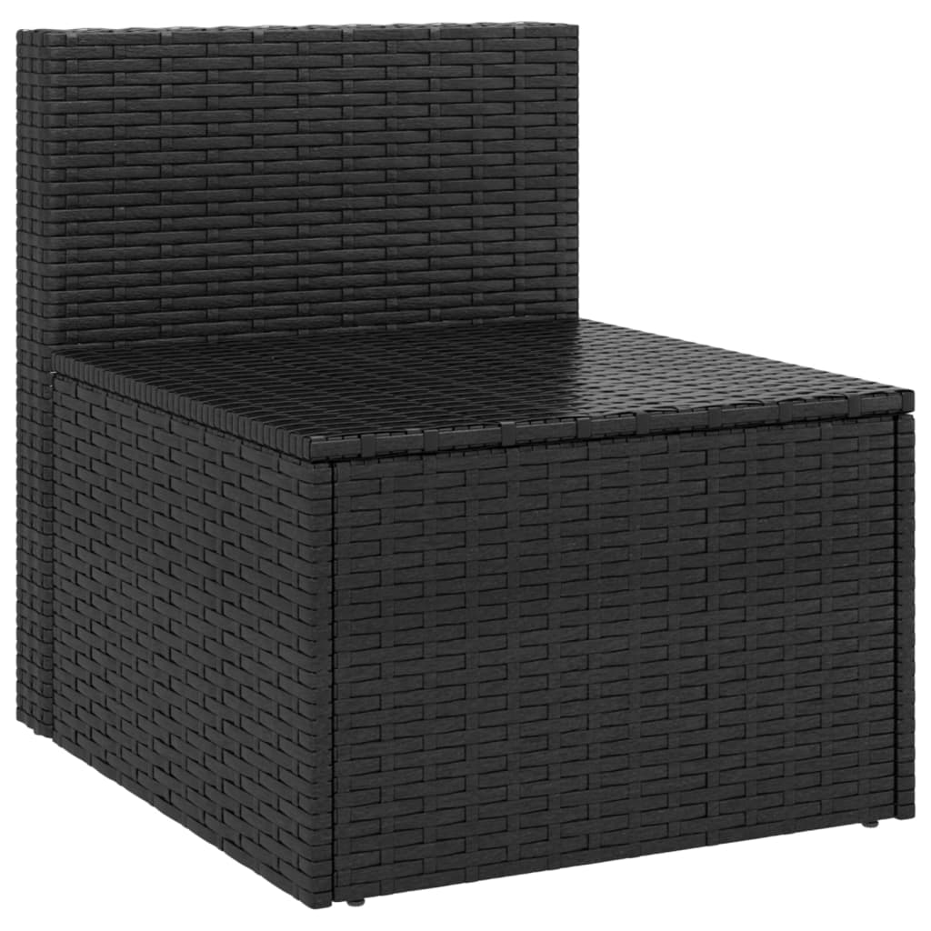vidaXL Garten-Mittelsofas mit Kissen 2 Stk. Schwarz Poly Rattan