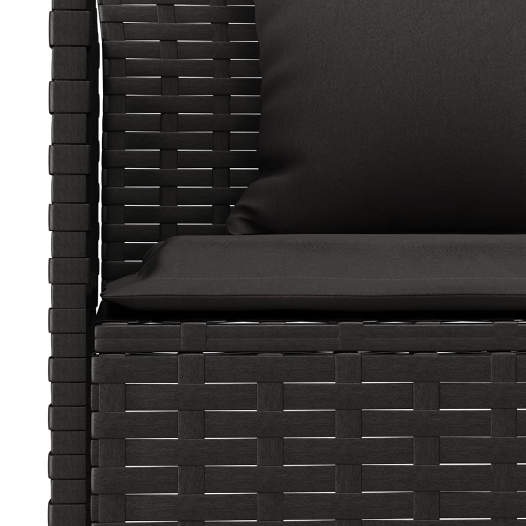 vidaXL Gartensofa in L-Form mit Kissen Schwarz Poly Rattan