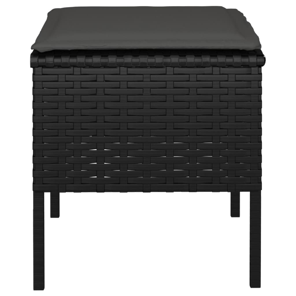 vidaXL Gartenhocker mit Kissen 4 Stk. Schwarz Poly Rattan