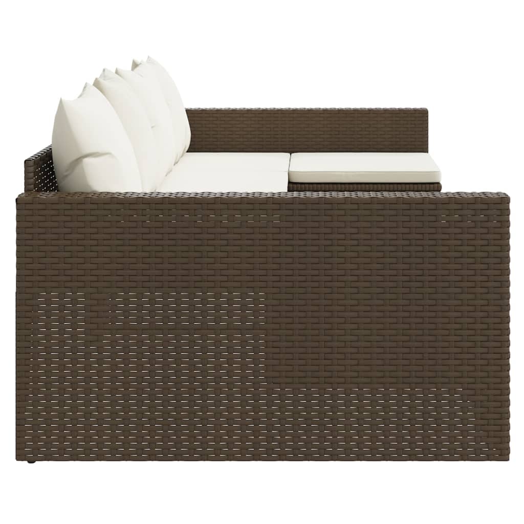 vidaXL 2-tlg. Garten-Lounge-Set mit Kissen Braun Poly Rattan