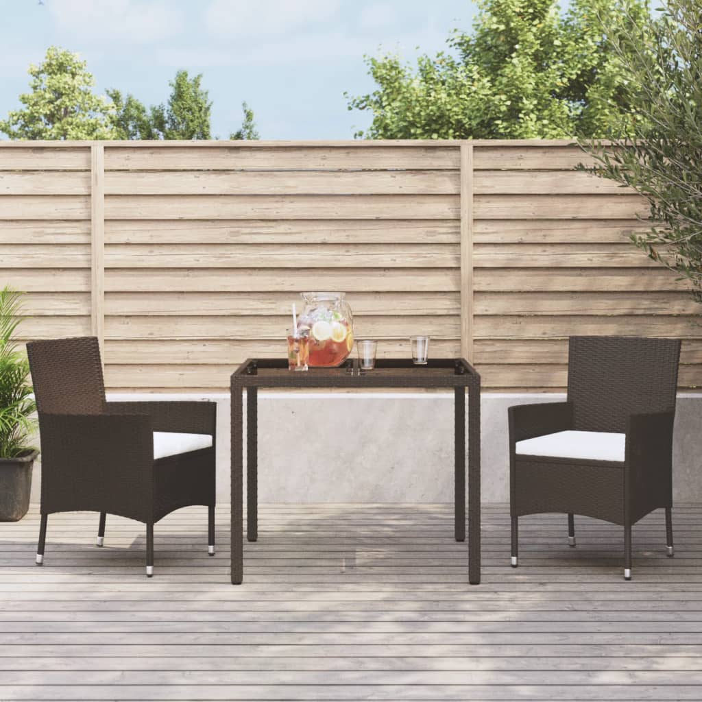 vidaXL Gartenstühle mit Kissen 2 Stk. Braun Poly Rattan
