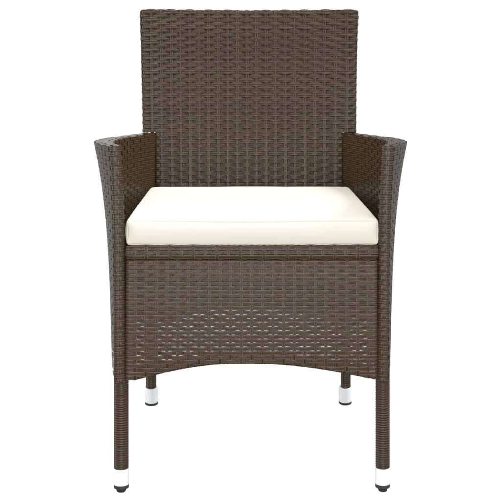 vidaXL Gartenstühle mit Kissen 2 Stk. Braun Poly Rattan