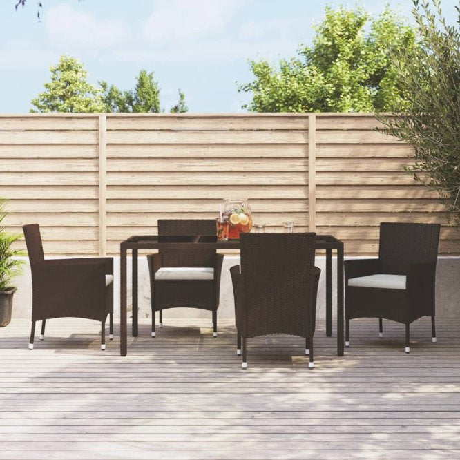 vidaXL Gartenstühle mit Kissen 2 Stk. Braun Poly Rattan