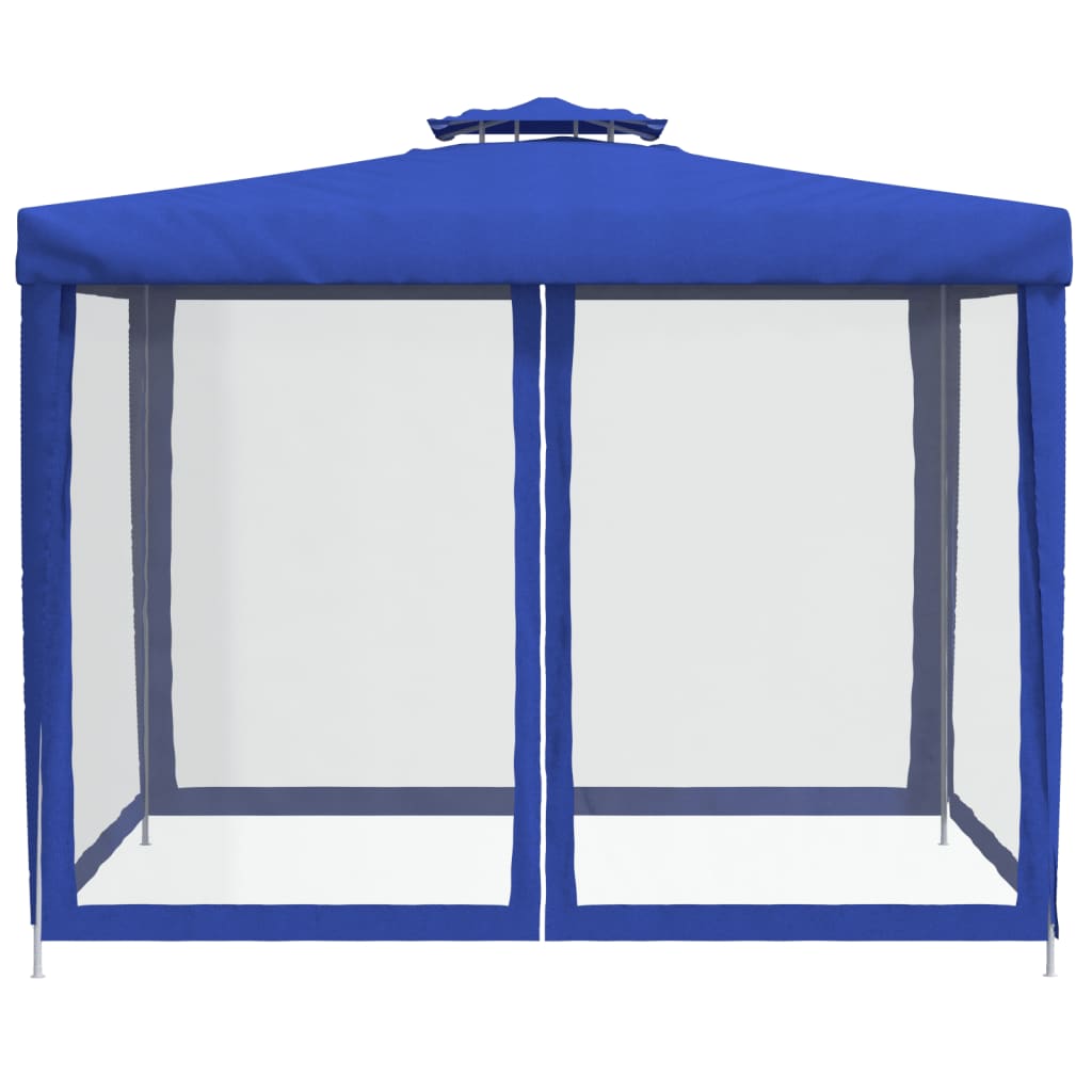 vidaXL Pavillon mit Doppeldach Blau 3x3x2,68 m Stoff