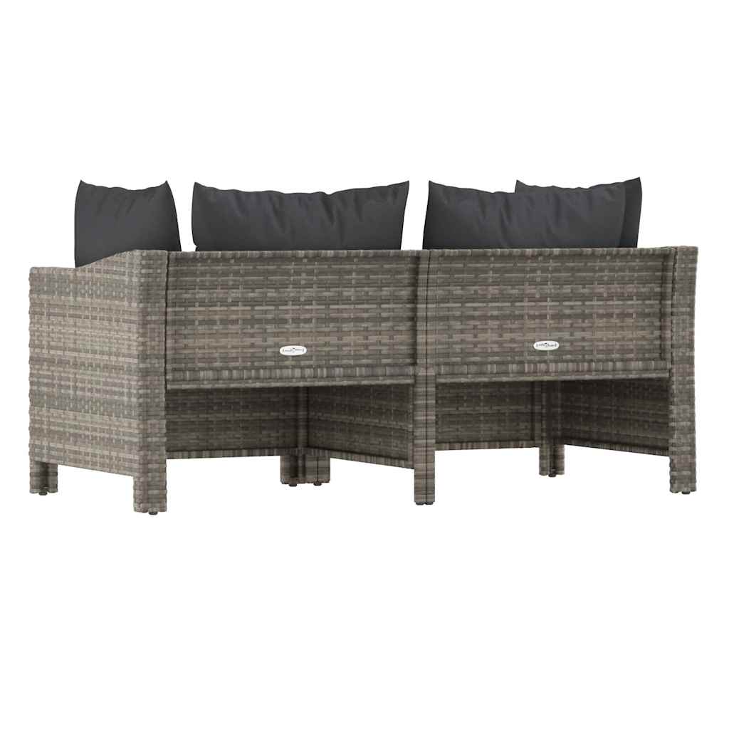 vidaXL 2-teiliges Garten-Lounge-Set mit Kissen Grau Poly Rattan