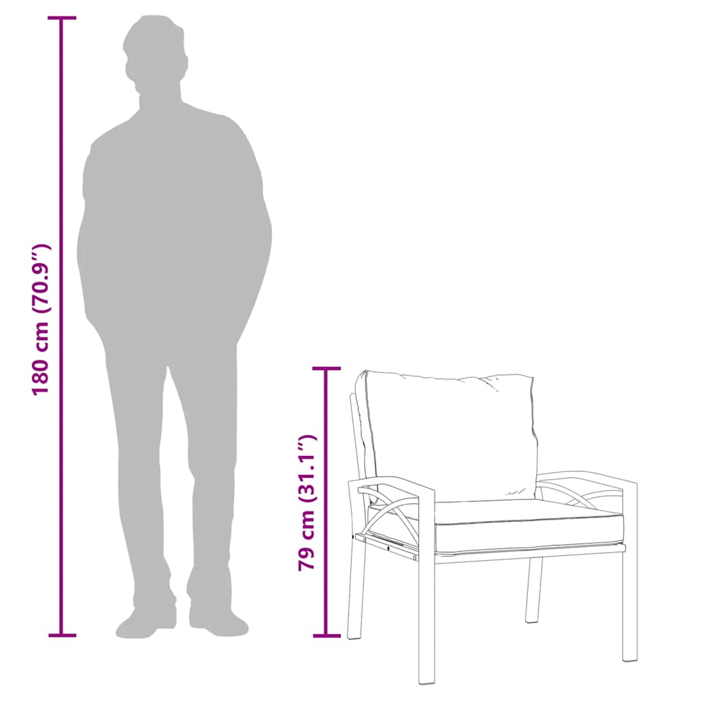 vidaXL Gartenstuhl mit Grauen Kissen 68x76x79 cm Stahl