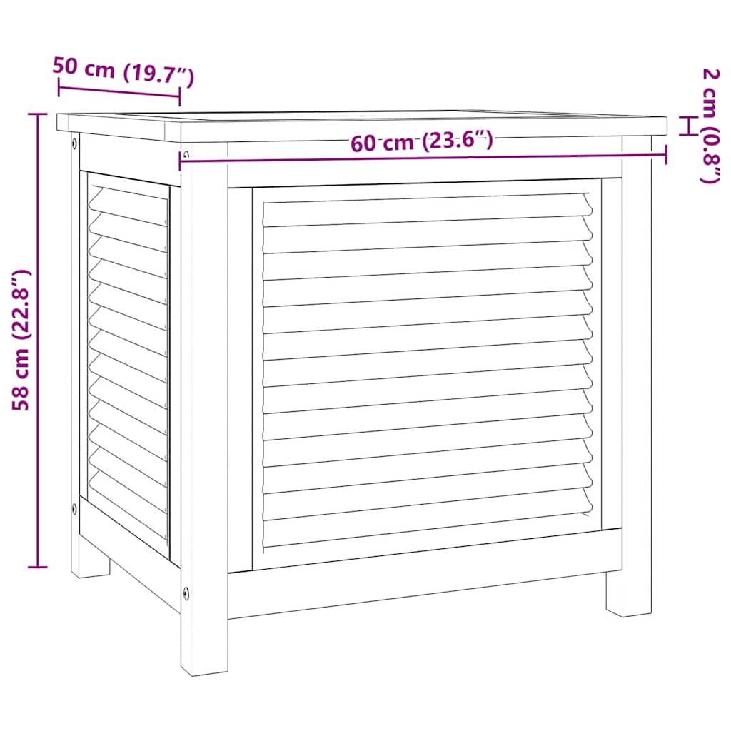 vidaXL Gartenbox mit Beutel 60x50x58 cm Massivholz Teak
