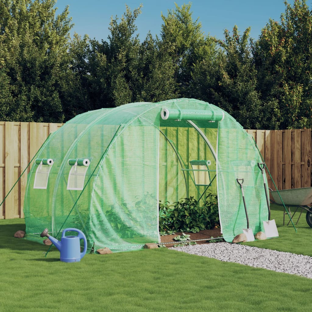 Gewächshaus mit Stahlrahmen Grün 12 m² 4x3x2 m