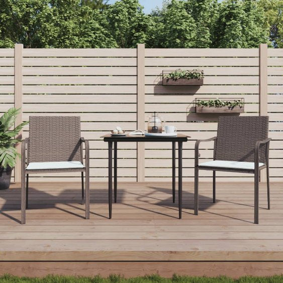Gartenstühle mit Kissen 4 Stk. Braun 56x59x84 cm Poly Rattan
