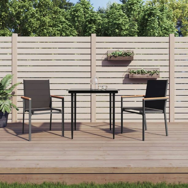 Gartenstühle 4 Stk. Schwarz 55x61,5x90 cm Textilene und Stahl