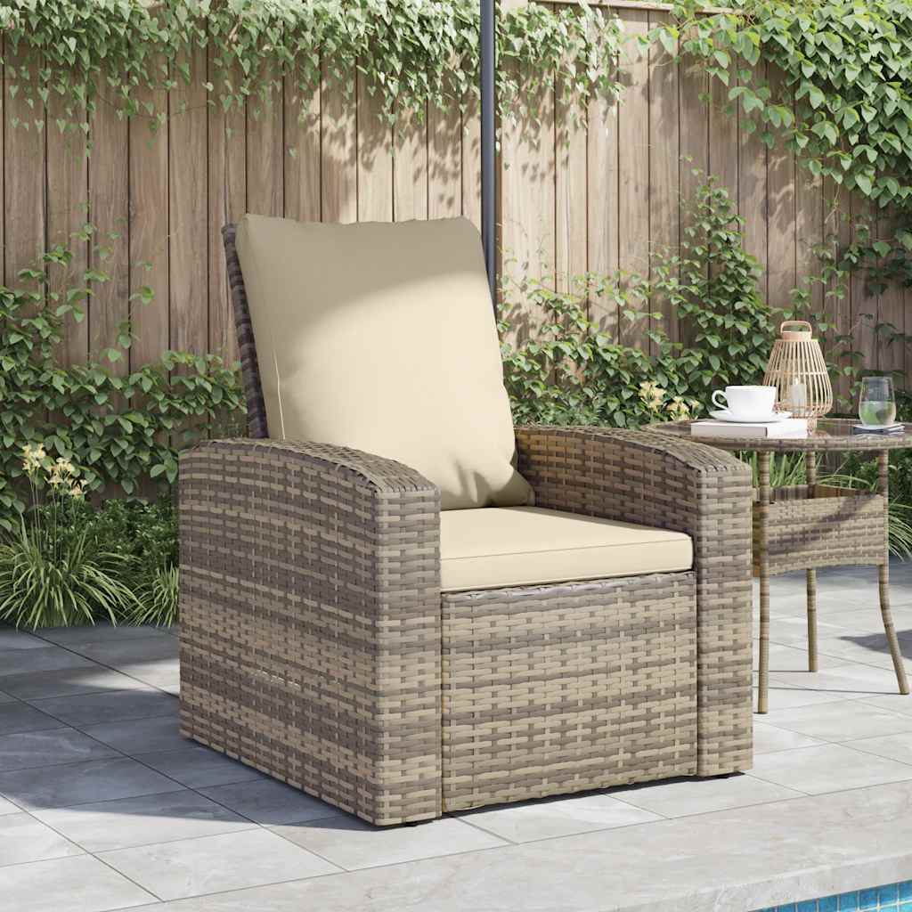 vidaXL Gartensessel Verstellbar mit Kissen Hellbraun Poly Rattan