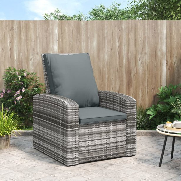 vidaXL Gartensessel Verstellbar mit Kissen Hellbraun Poly Rattan