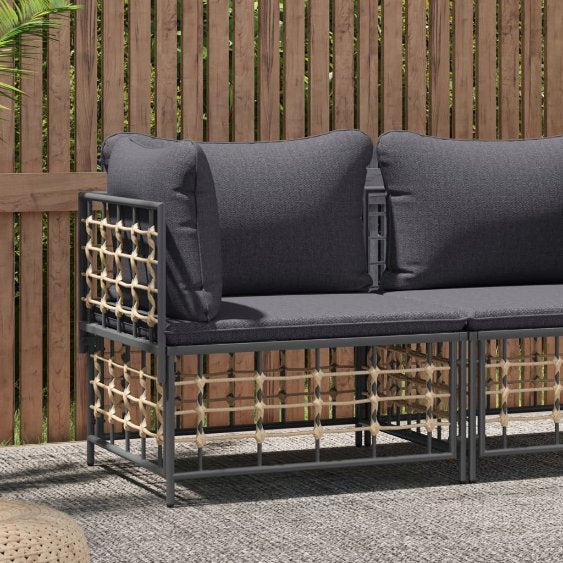 vidaXL Garten-Ecksofa mit Beige Kissen Poly Rattan