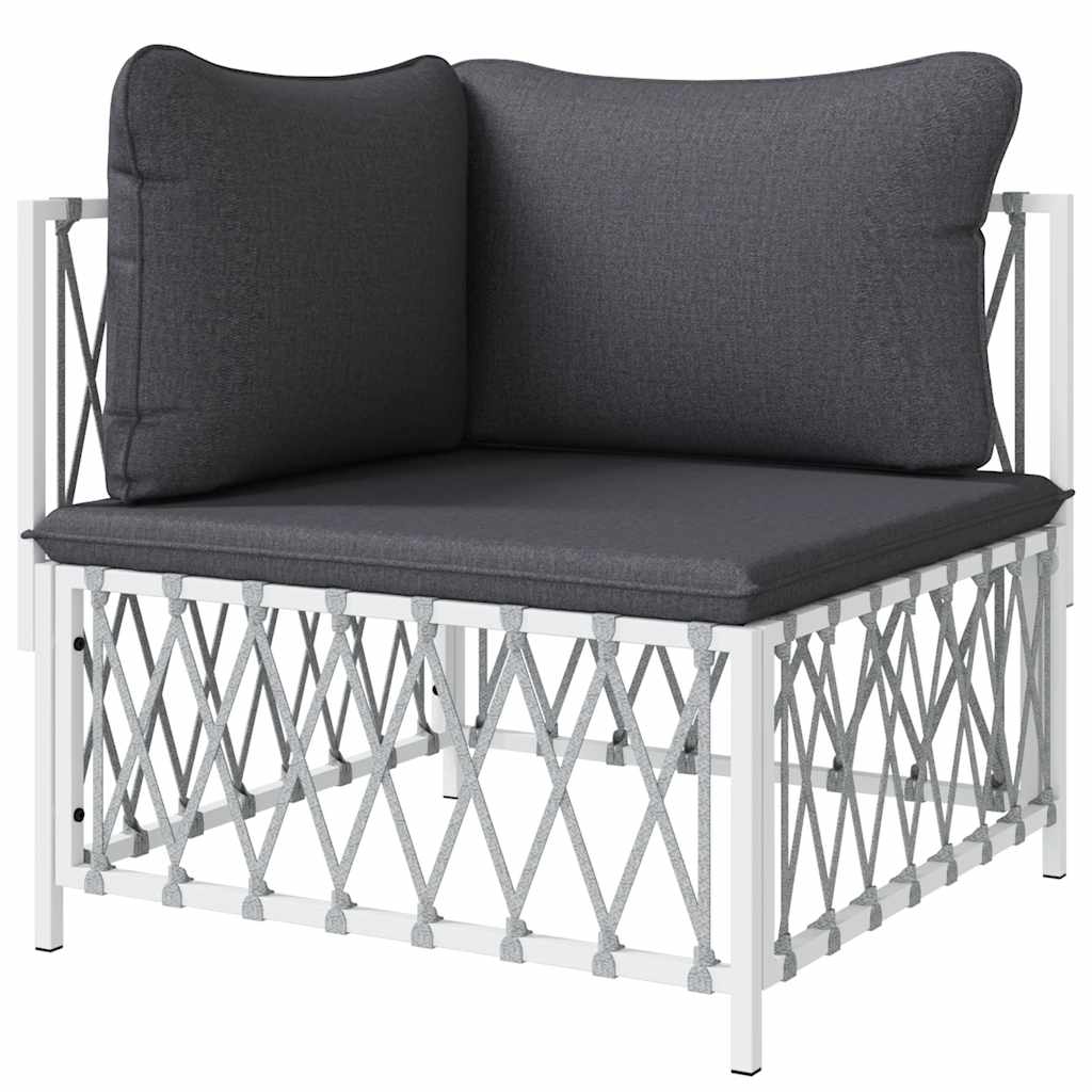 vidaXL Garten-Ecksofa mit Kissen Weiß Gewebe
