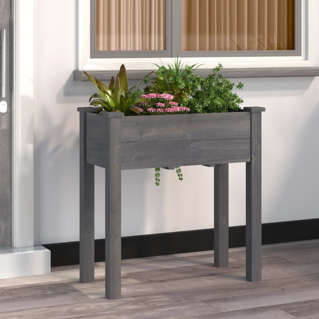 Pflanzkübel mit Einsatz und Rollen 71x37x80 cm Massivholz Tanne